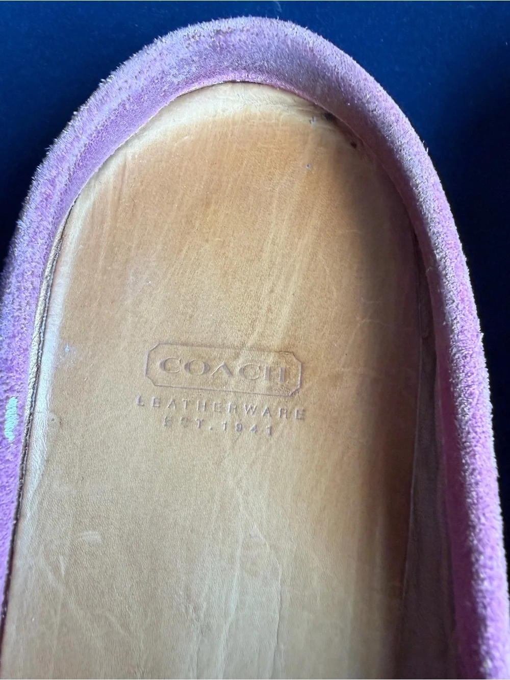 Coach Pink Randy Suede Loafers with Signature Ring Detail